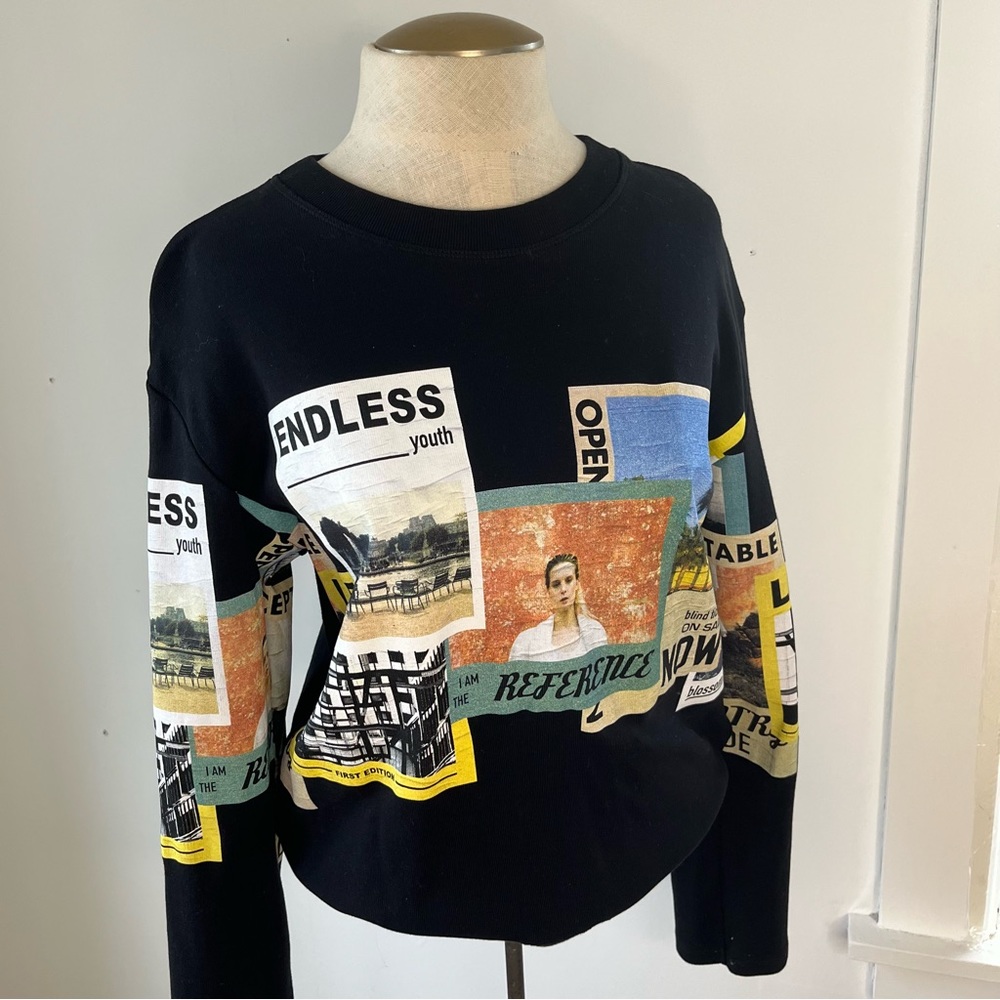 Zara Photo Graphic Black Long Sleeve Top - Artsy - Picture 3 of 8